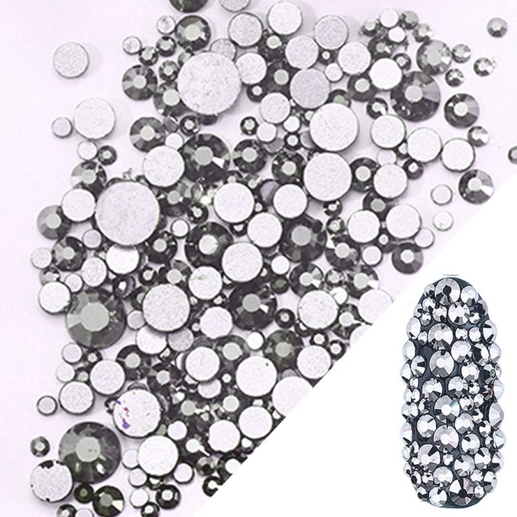 Glas Strasssteine mix rund - Antracite Nail Art Nails Nagel Nögel Nailart