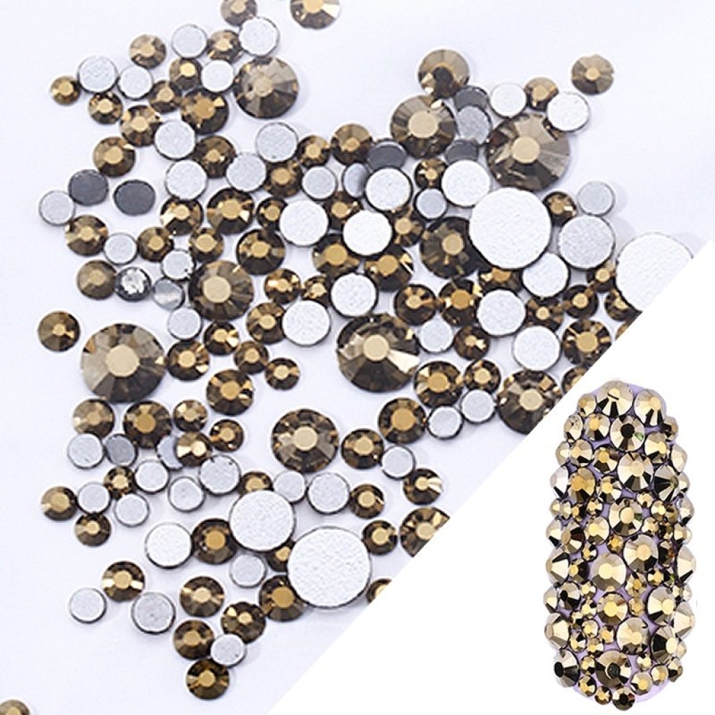Glas Strasssteine mix rund - Gold Nail Art Nails Nagel Nögel Nailart