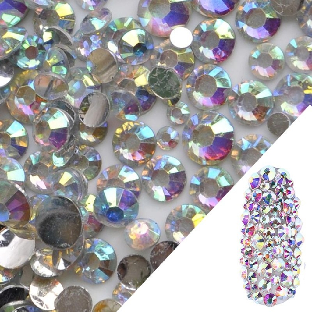 Glas Strasssteine mix rund - Crystal AB Nail Art Nails Nagel Nögel Nailart