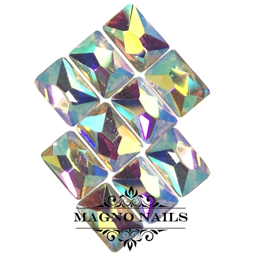 Overlay - Glas Strasssteine - Rechteck 4 x 6mm - Crystal AB Nageldesign Nägel Schmuck Nails 
