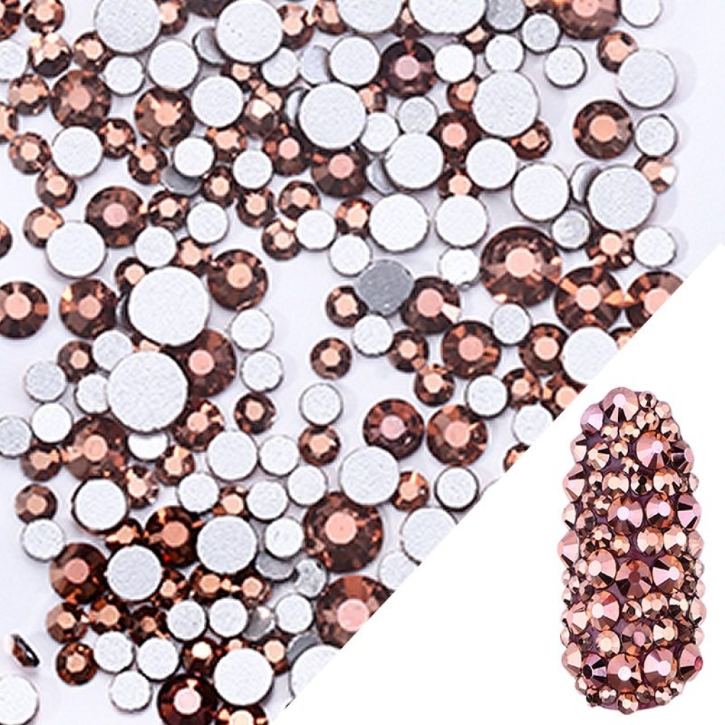 Glas Strasssteine mix rund - Rosegold Nail Art Nails Nagel Nögel Nailart
