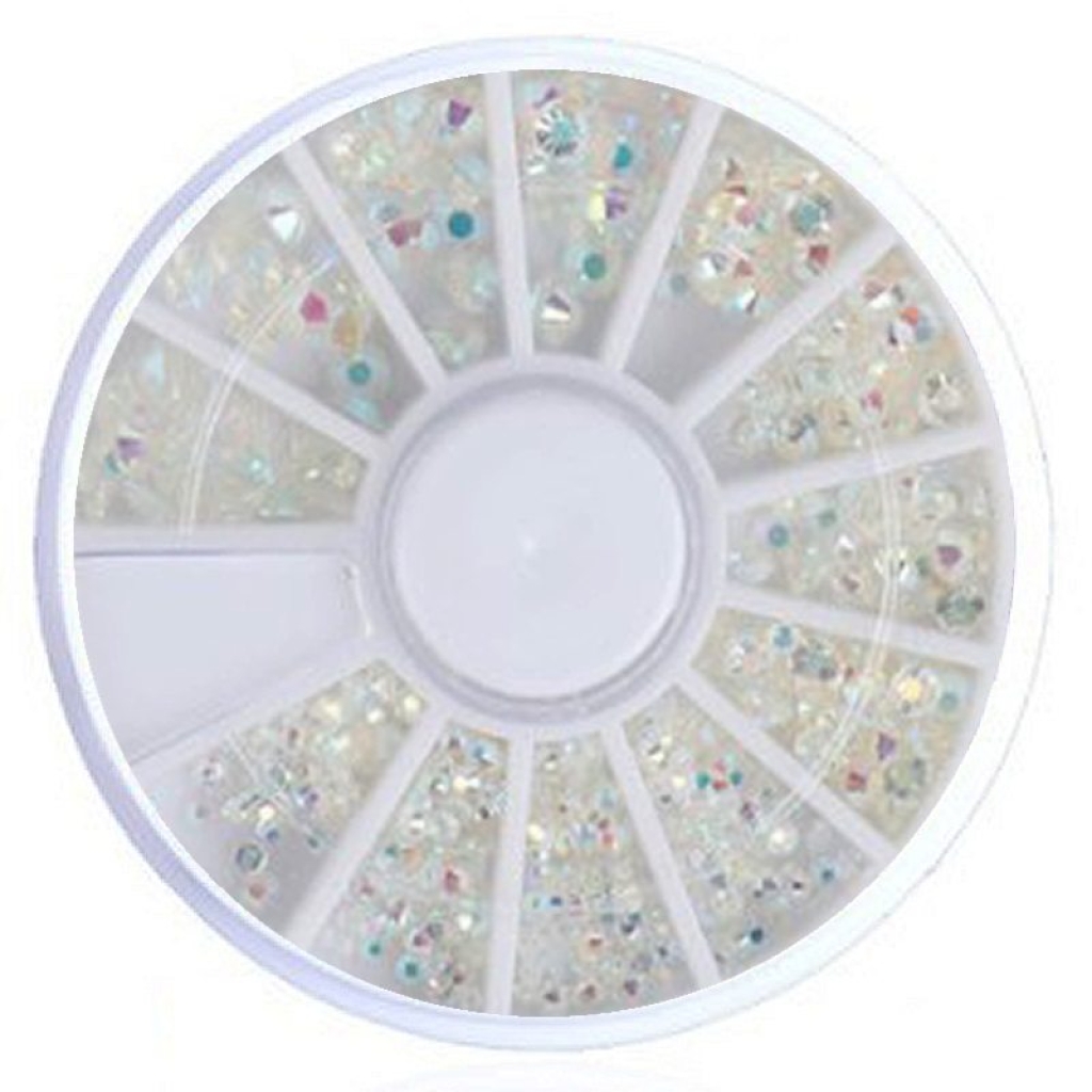 Strasssteine rund in einem Rondell - Pearl AB Nageldesign Nägel Nails Nagelstudio Einleger Nailart