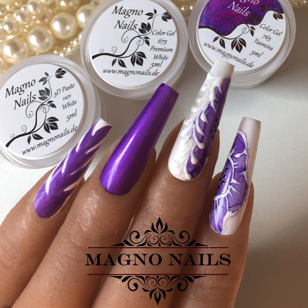 Weiß Lila Pearl Nagelfolien Transfer Folien Blumen Nageldesign Ideen - Sommernägel - Sommer Nägel