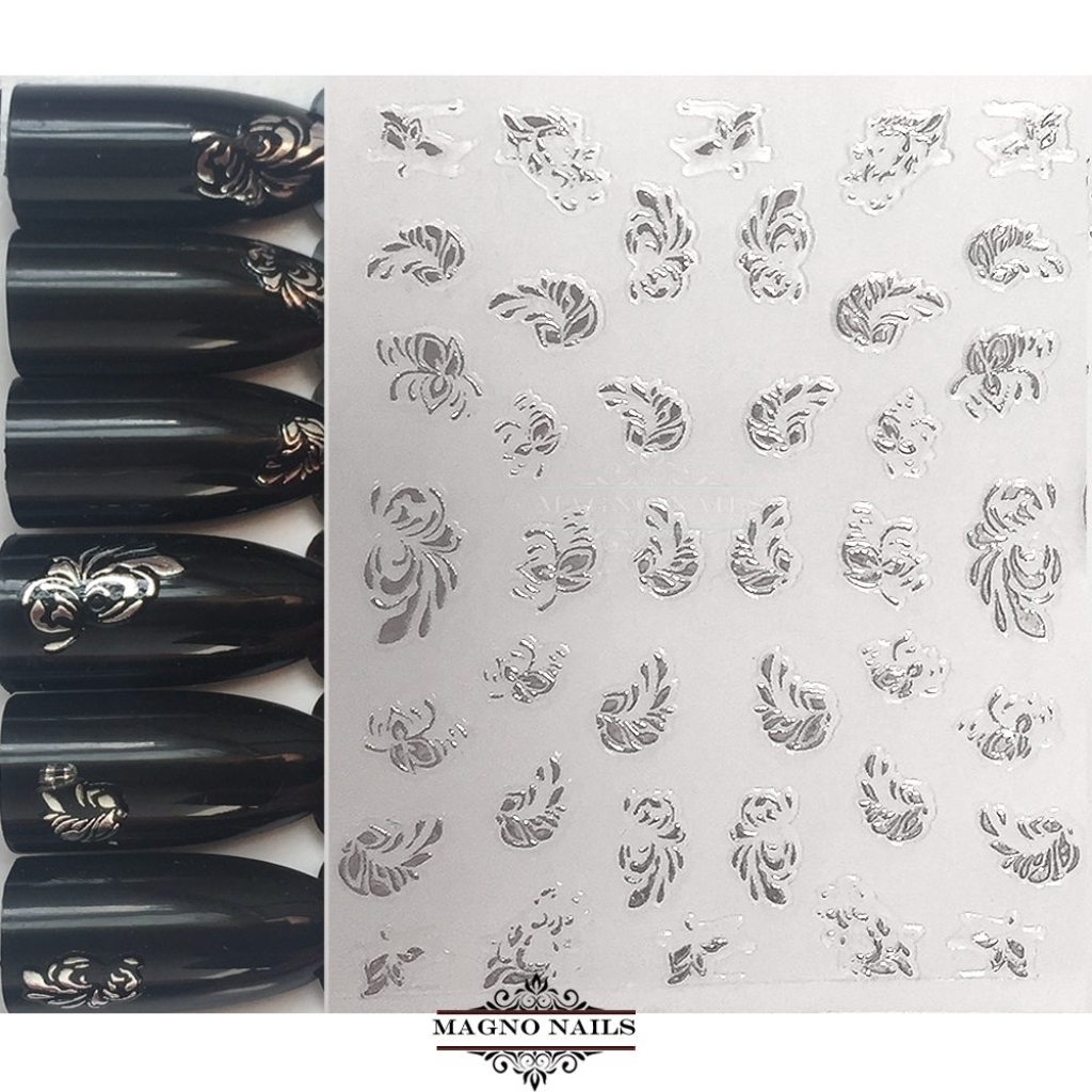 3D Metallic Nail Sticker - silber Seblstklebende Aufkleber Nagelsticker Nagelaufkleber