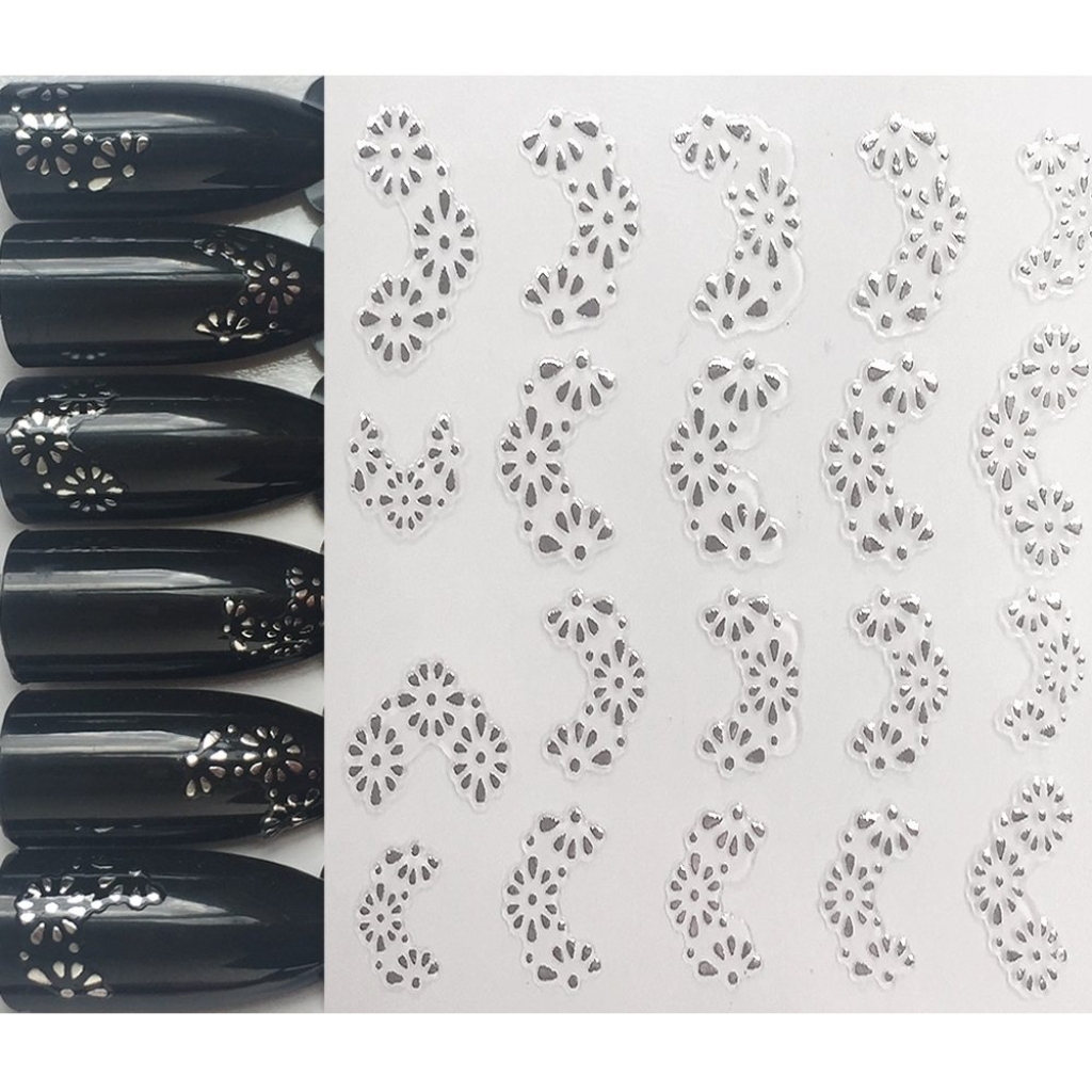 3D Metallic Nail Sticker - silber Seblstklebende Aufkleber Nagelsticker Nagelaufkleber