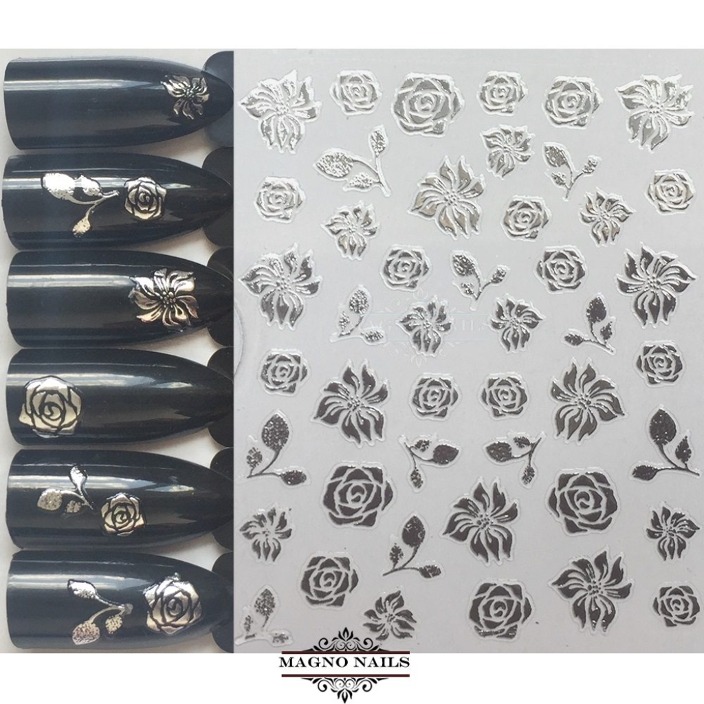 3D Metallic Nail Sticker - silber Seblstklebende Aufkleber Nagelsticker Nagelaufkleber