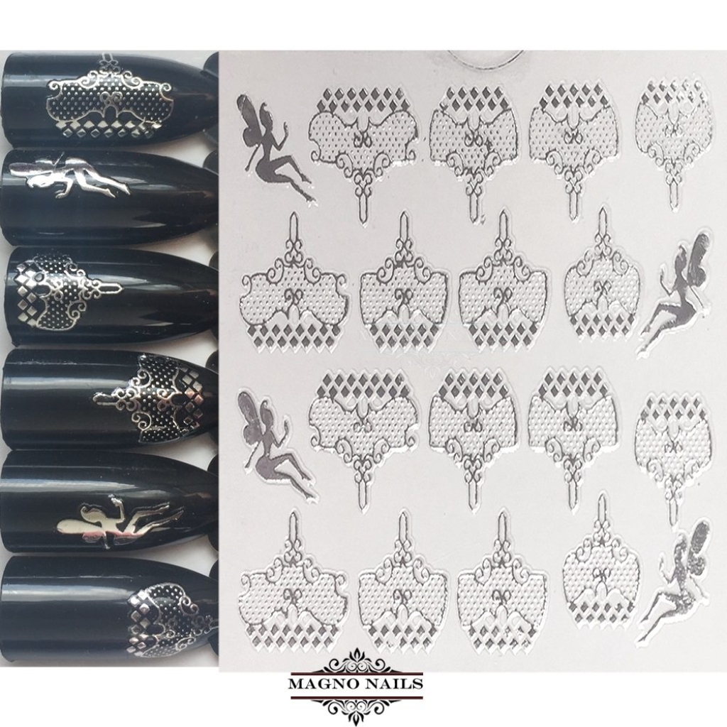 3D Metallic Nail Sticker - silber Seblstklebende Aufkleber Nagelsticker Nagelaufkleber