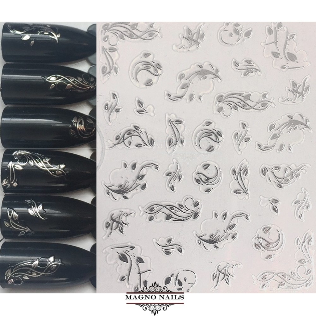 3D Metallic Nail Sticker - silber Seblstklebende Aufkleber Nagelsticker Nagelaufkleber