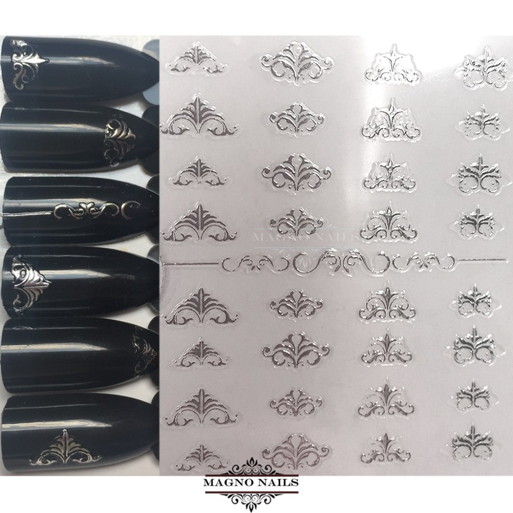 3D Metallic Nail Sticker - silber Seblstklebende Aufkleber Nagelsticker Nagelaufkleber