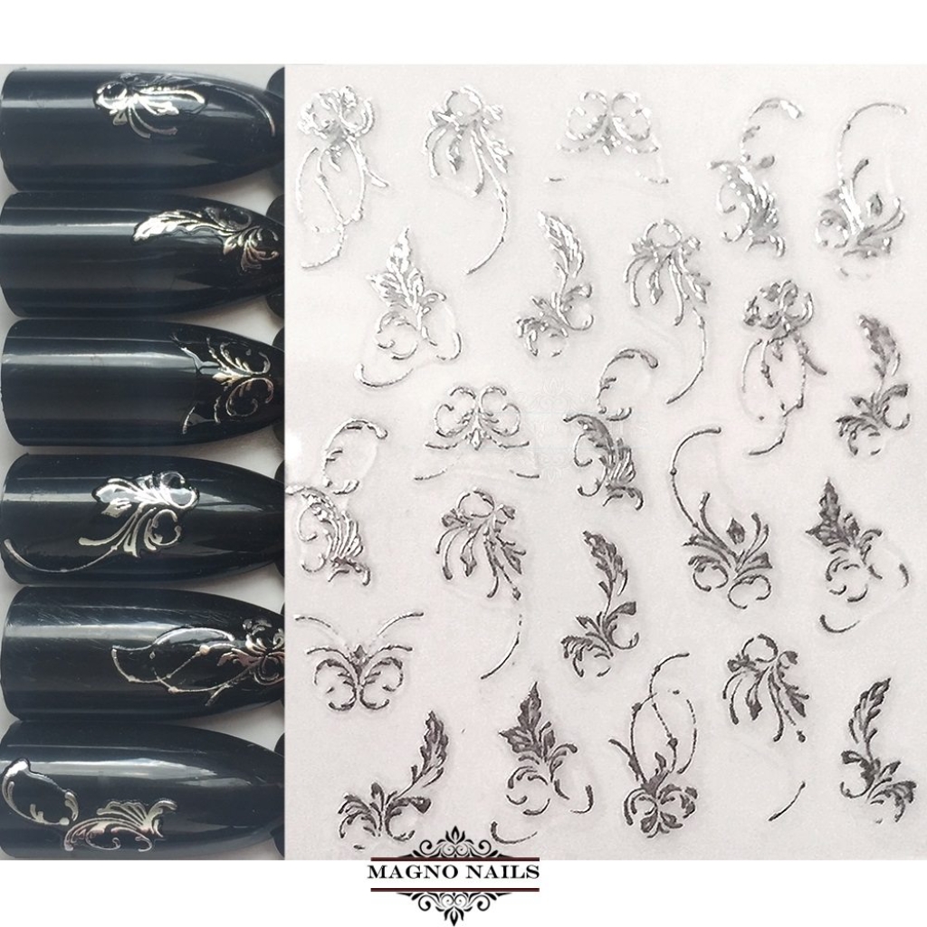 3D Metallic Nail Sticker - silber Seblstklebende Aufkleber Nagelsticker Nagelaufkleber