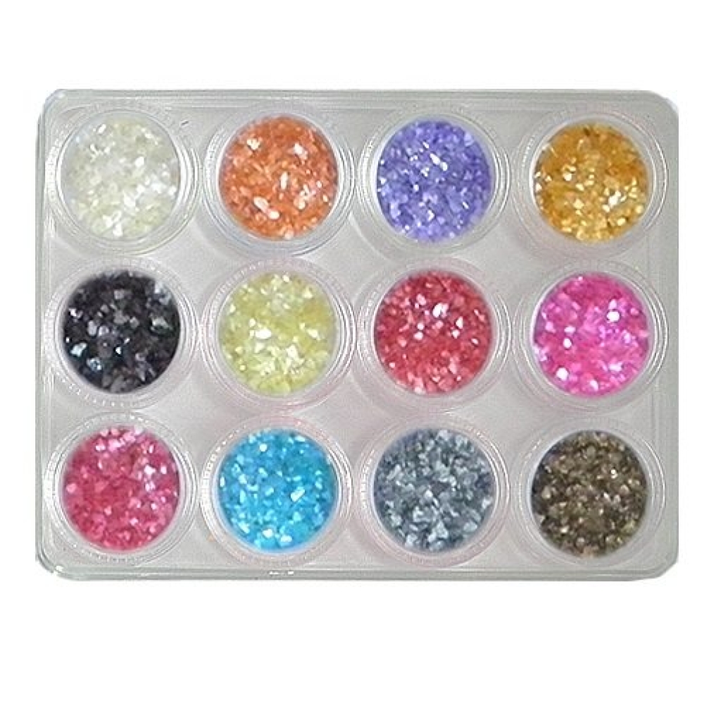 12 x Crushed Shell in einer Box Nail Art Nailart Nageldesign