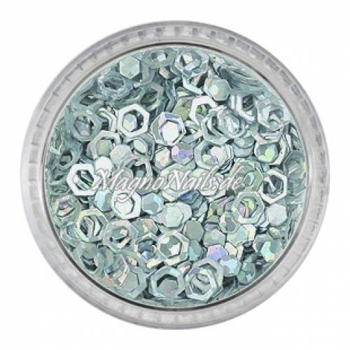 Glitter Shapes - Einlegemotive - hexagon gelocht silber hologramm Nail Art Nails Nagel Nögel Nailart Einleger