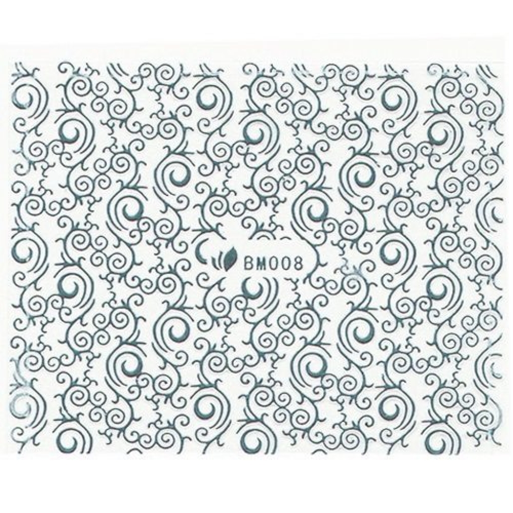3D Metallic Sticker - silber Seblstklebende Aufkleber Nagelsticker Nagelaufkleber Tribal