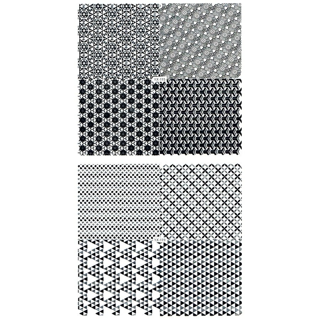 3D Full Cover Metallic Sticker Set - schwarz-silber Selbstklebende Nagelaufkleber Nagelsticker