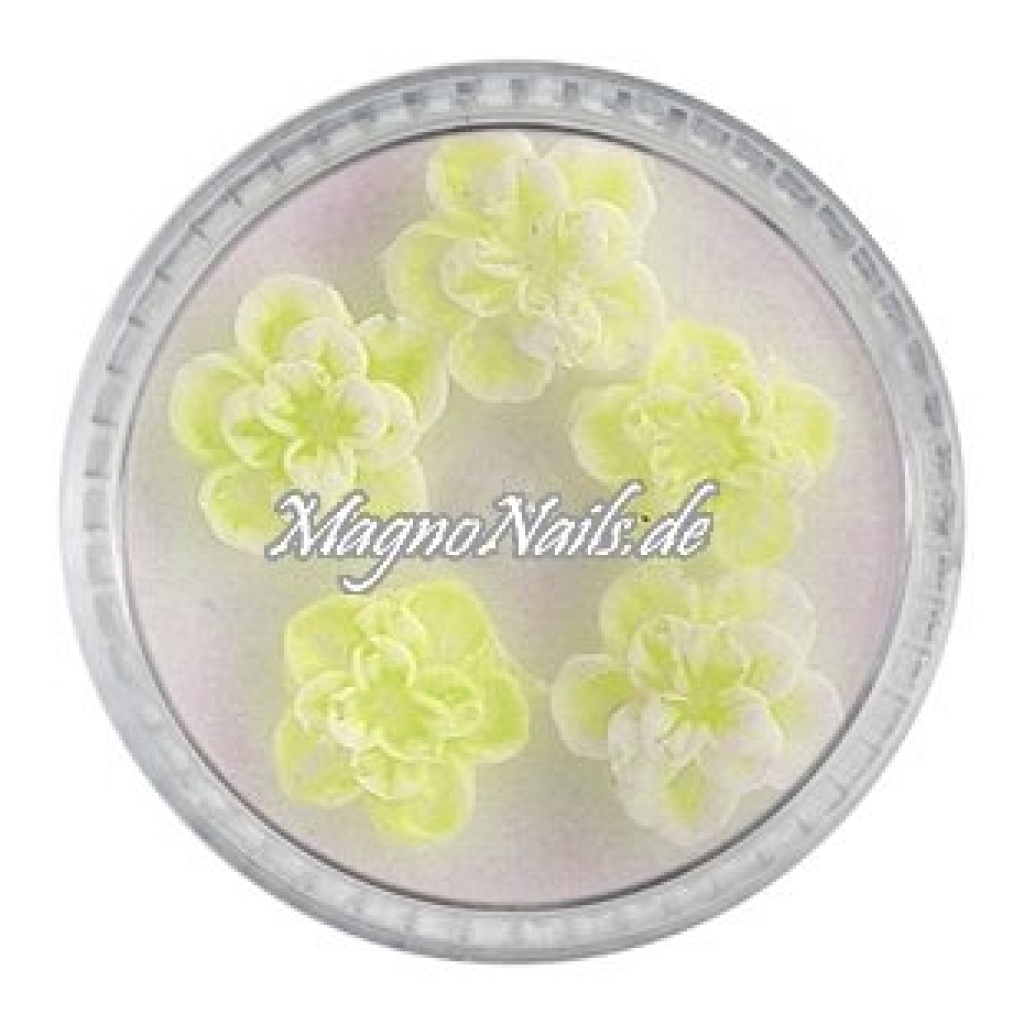 3D Einlegemotive - Gummi Soft Blumen neongelb