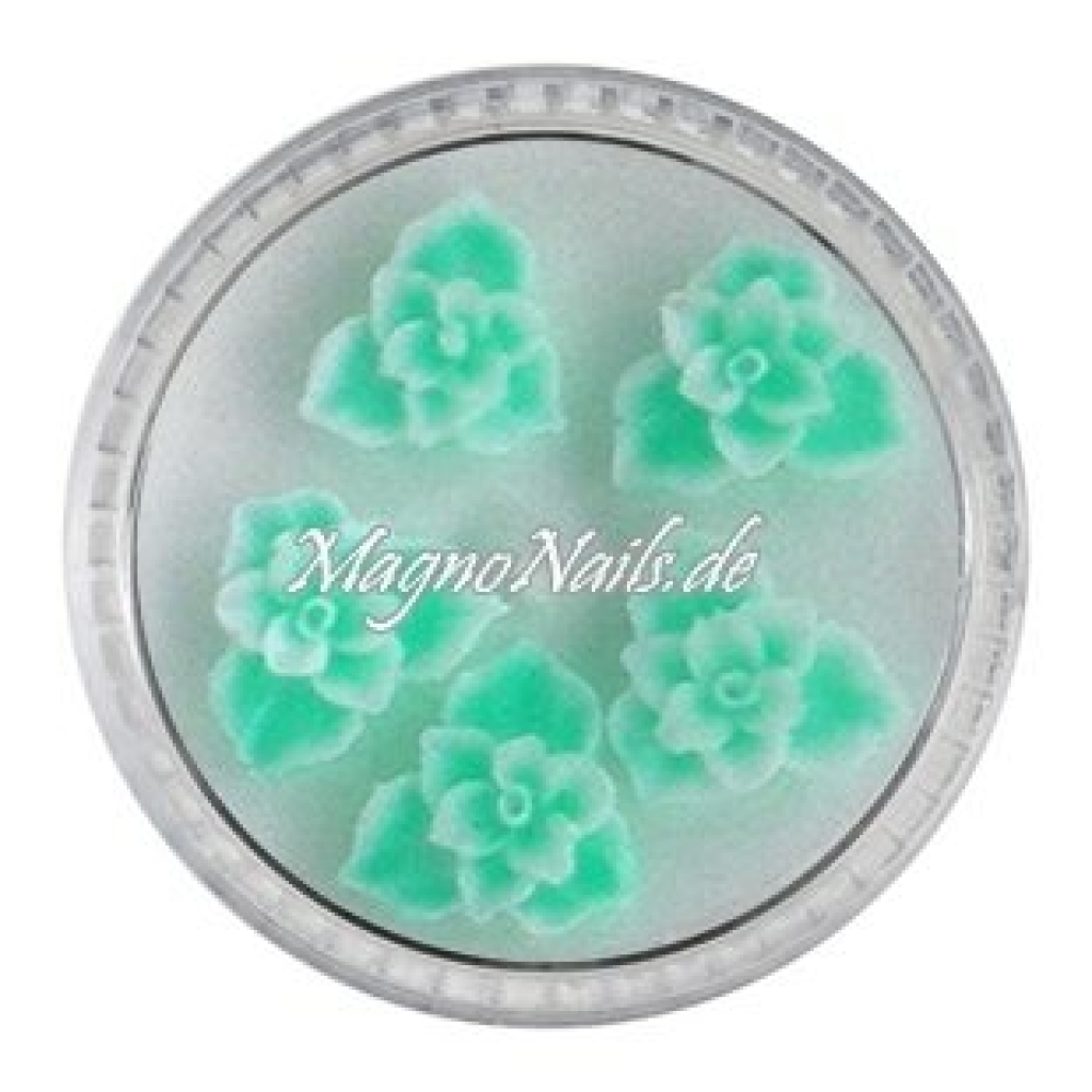 3D Einlegemotive - Gummi Soft Blumen pastelgrün